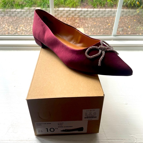 J. Crew Shoes - J Crew Burgundy Satin flats